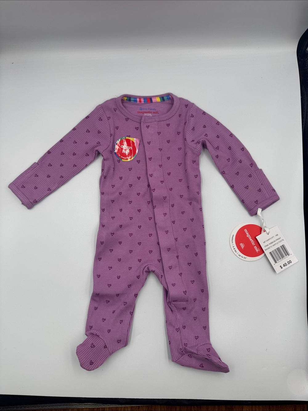 Purple Heart-Print Baby One-Piece Footed Sleepsuit Newborn